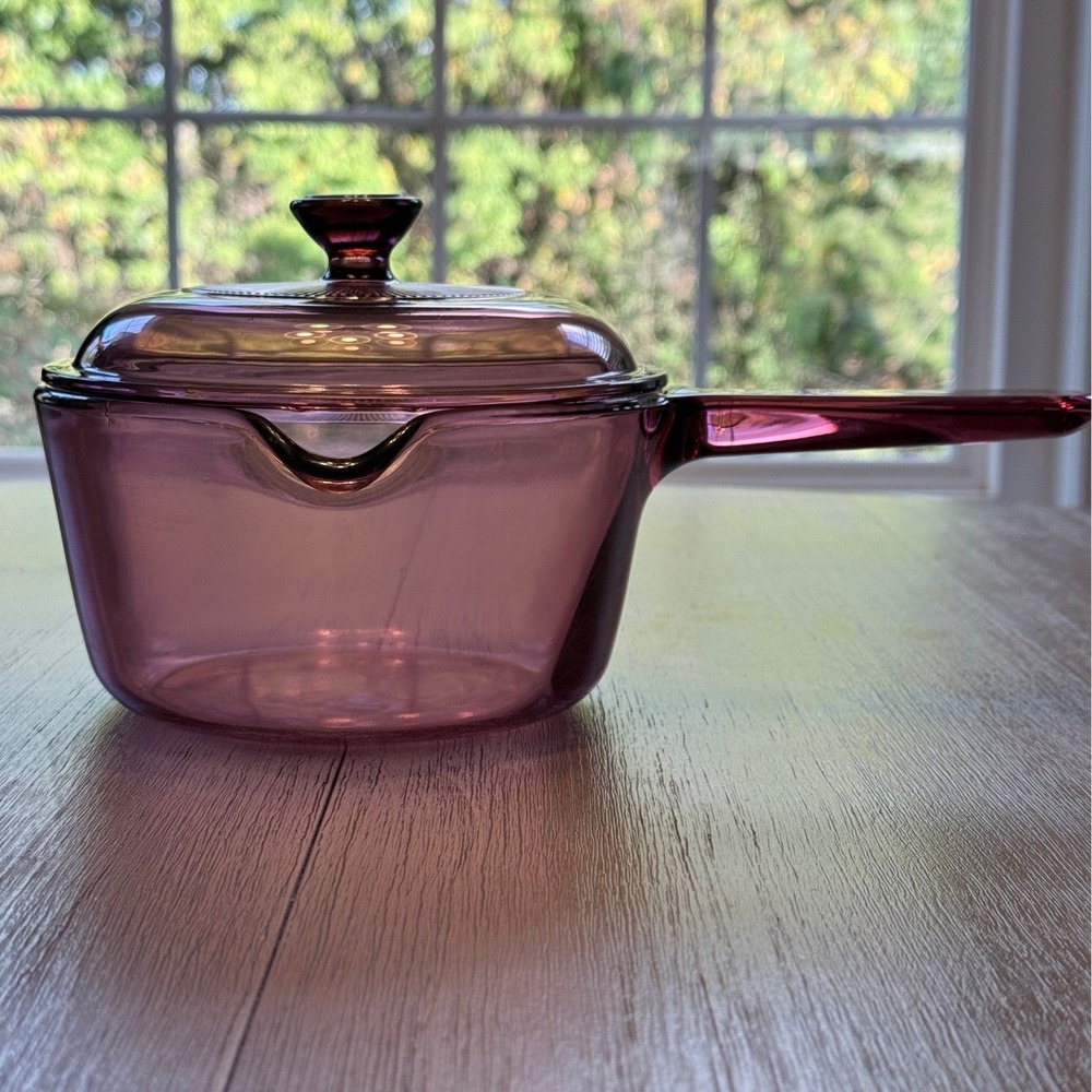 Corning Vision Saucepan 1L Cranberry Purple Glass Pot Lid V-1-C Corning